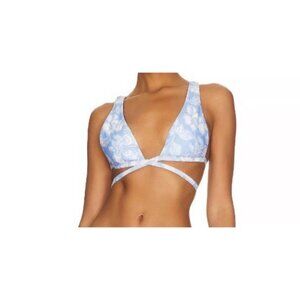 L Space Avery Bikini Top XL Womens Floral Blue Print Swimwear